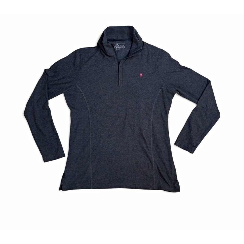 Peter Millar Crown Sport 1/4 Zip Pullover Size M Charcoal Heather Grey Golf Top